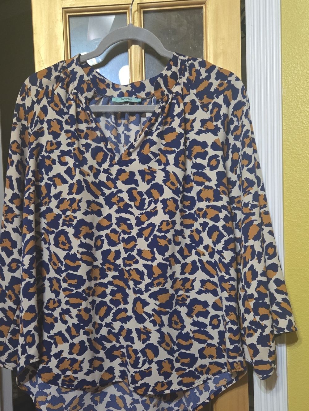 Blue and Tan Leopard Print Karlie Top